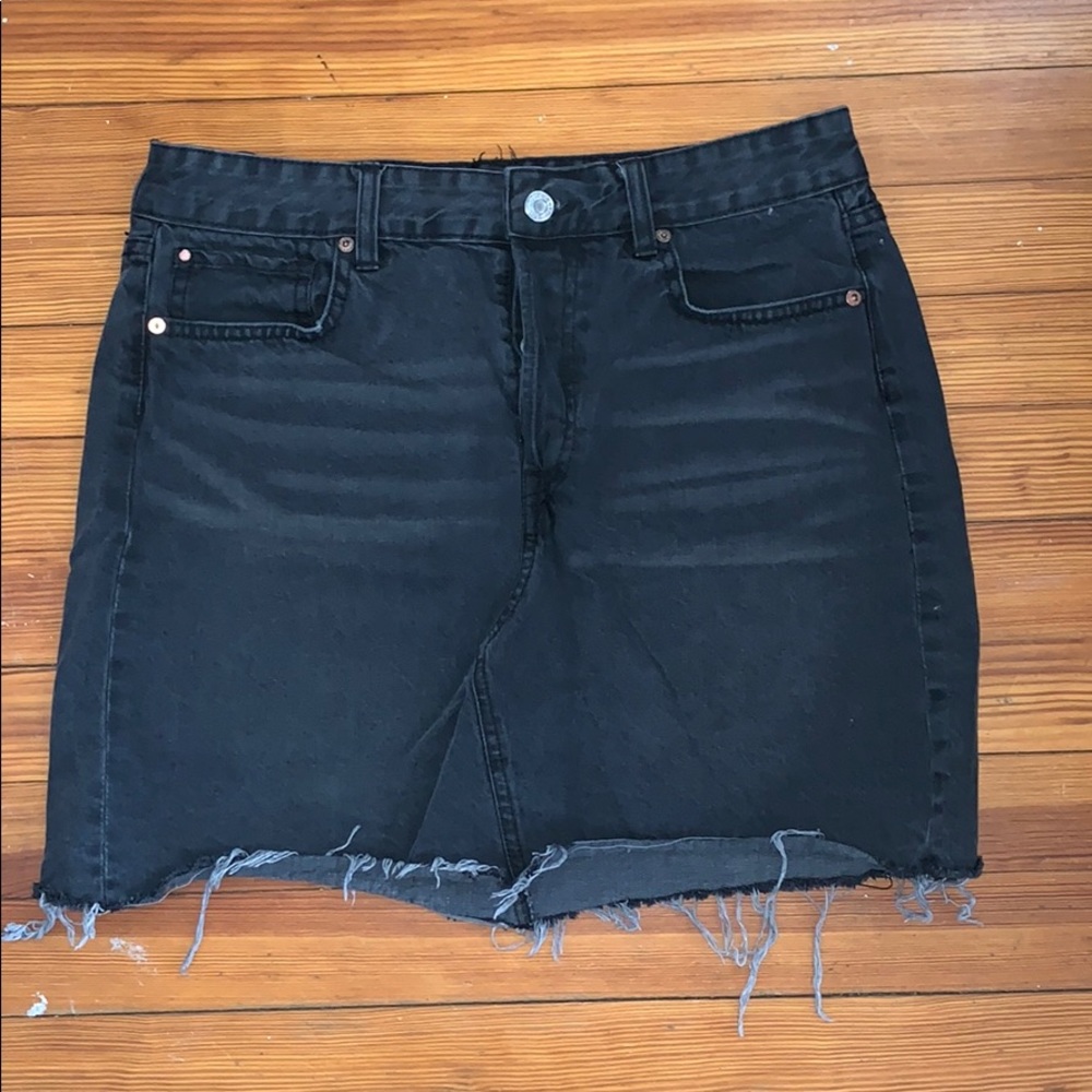 Black denim skirt
